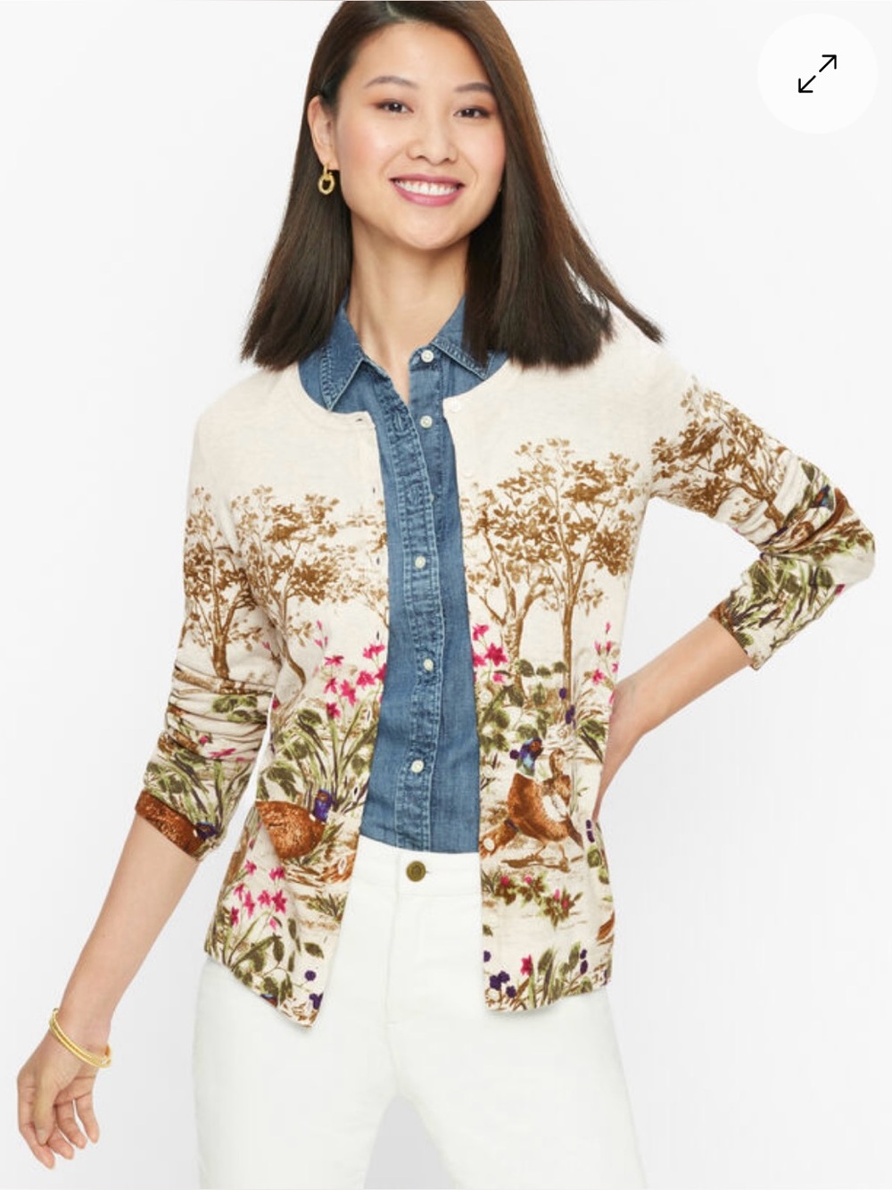 Talbots Charming Cardigan - Pheasant Garden M